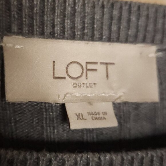 Loft Womens Grey Ribbed Lightweight Front Knot Sweater XL - Picture 4 of 5